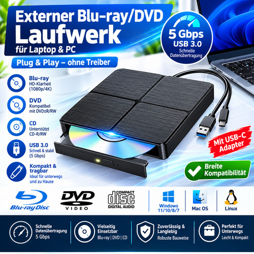 Tragbar bluray laufwerk - bluray,